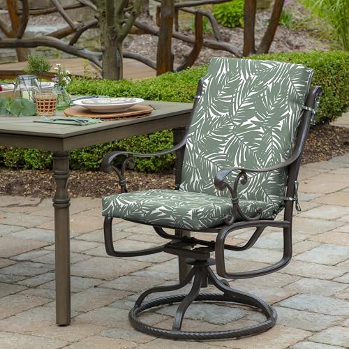 Arden Outdoor Midback Chair Cushion, 18 x 16.5, Rain-Proof, Fade Resistant Sage King Palm - color: Sage King Palm