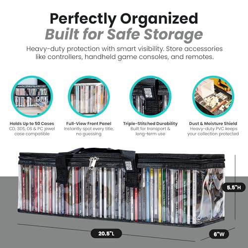 Made Easy Kit CLEAR VIEW Media Storage Bag for CDs, & Video Game Cases- Protect your Collection & Preserve the Quality of your Cases - Stackable, Space-Saving, Fits 50 (Black CD, 4-Pack) - color: Black CD, size: 4-Pack