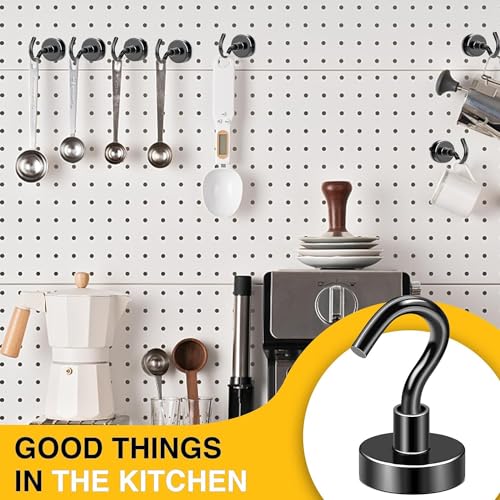 DIYMAG Magnetic Hooks,50lbs Heavy Duty Magnets with Hook Black 12 Pack | Rare Earth N52 2026 Cruise Cabin Ship Essentials for Fridge Hanging Classroom Beach Vacation Kitchen Grills Home Must Have - color: Black, size: 0.78in