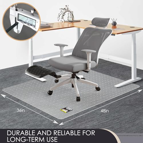 Kuyal Office Chair Mat for Carpet, 36x48 Clear Heavy Duty Computer Chair Mat, Under Desk Protector Carpeted Floors Mat, Easy Chair Movement,Ship Flat - size: 36" X 48"