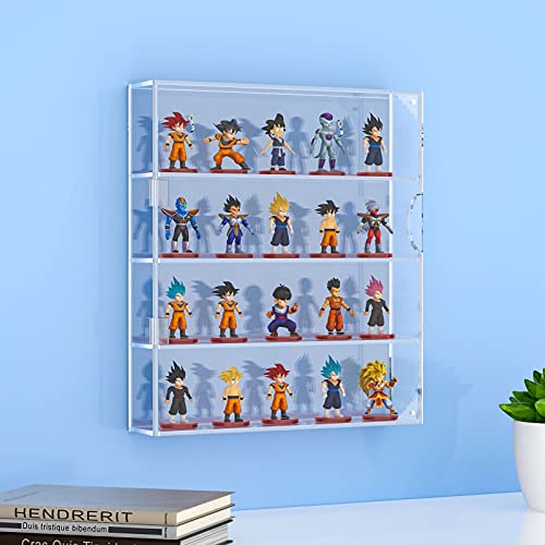 AITEE Acrylic Display Case for Mini Funko Pop Figures, Clear Wall Mounted or Desktop 4 Layer Storage Box Cabinet Organizer for Mini Toys, Collections or Stone - size: 4-Layer