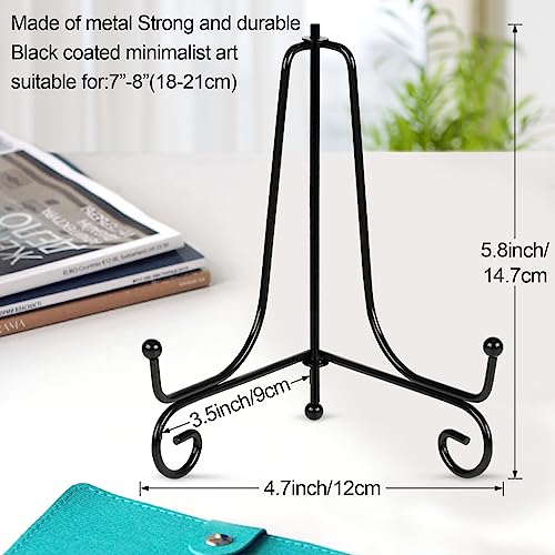 vivinin 4 Pack Plate Stands For Display,Plate Holder 6 '',Picture Frame Stand of Metal,Frame and Artworks,Small Easel for Book,Tabletop Art,Picture,Photo Platter,black (21ZSJ0001)
