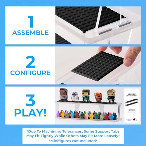 Tapeera Tabletop Stackable Minifigure Display Case for 72 Figures, Acrylic Showcase Compatible with LEGO, Mini Building Brick Block Sets Shelf Organizer (Black, Tabletop) - color: Black Baseplates, size: Tabletop Stackable
