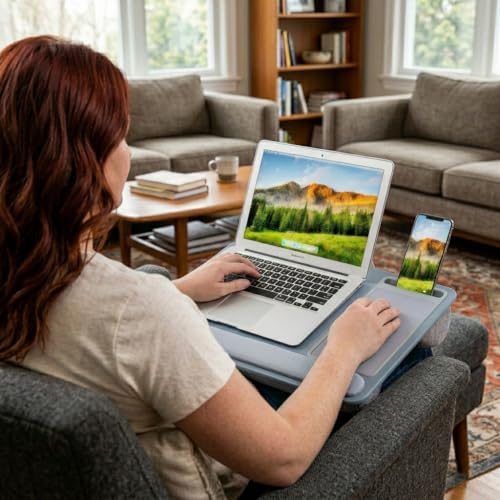 LAPGEAR Home Office Pro Lap Desk with Wrist Rest, Mouse Pad, and Phone Holder - Slate Blue - Fits up to 15.6 Inch Laptops - Style No. 91623 - color: Slate Blue, size: Home Office Pro W/Wrist Rest