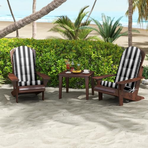 Outdoor Adirondack Chair Cushions Set of 2, 44x19x4 Inch Rocking Chair Cushion, High Back Patio Soft Seat Pad with Ties, Indoor Outside Use, Dark Gray Stripes - color: Dark Gray Stripes, size: 44x19x4 Inch