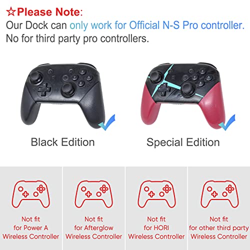 FastSnail Charging Dock Compatible with Nintendo Switch Pro Controllers and for Joy Cons & OLED Model for Joycon,Multifunction Charger Stand for Switch with 2 USB 2.0 Plug and 2.0 Ports - color: Black, size: 6.2/7.0 inch
