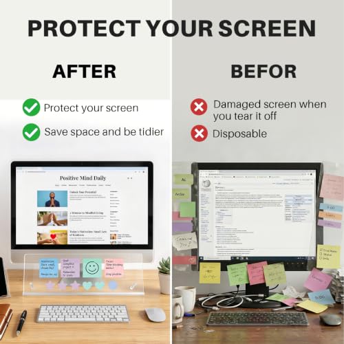 Monitor Memo Board Holder 16.5"x6.1", Office Organization memo Holders for Computer Sticky Note Holder, Space-Saving, Movable & Reusable, Screen Saver for Office & Home Desktop Decor Extra Large - color: Extra Large-transparent