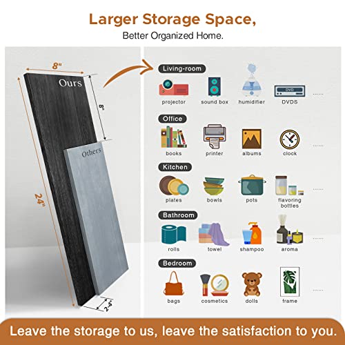 Forbena Large Floating Shelves for Wall 24 Inch Long Set of 3, 8 in Deep Wall Bookshelf for Bedroom Living Room, Wooden Heavy Duty Hanging Book Shelves for Office Kitchen Closet Storage (Black) - color: Black, size: 24 x 8 Inch