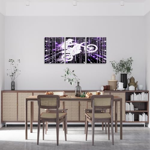 Feelyou Boys Girls Dirt Bike Canvas Wall Art for Living Room Bedroom Racing Motocross Picture Wall Decor Kids Motorcycle Wall Painting Posters Motorbike Teens Bathroom Wall Art 12"x16"x 3Pcs - color: Multi A11