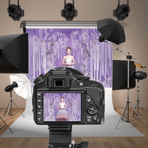 5x3ft Purple Wedding Ceremony Photo Backdrop Vine Violet Floral Background for Photography Arch Door for Wedding Bride to Be Birthday Party Princess Queen 30th Birthday Banner Studio - color: purple, size: 5x3ft