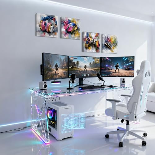 Graffiti Gaming Wall Art Abstract Gamer Wall Decor Playroom Video Game Controller Headphones Pictures Canvas Prints Street Pop Painting Cool Artwork Teen Boys Cave Bedroom Home Decoration 12x12” 4P - color: Field044P, size: 12x12in