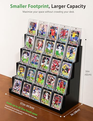 Card Display Stand ,5-Tier Wooden Trading Card Display Case for Graded Cards, Sports Card Display for PSA CGC SGC BGS Slabs