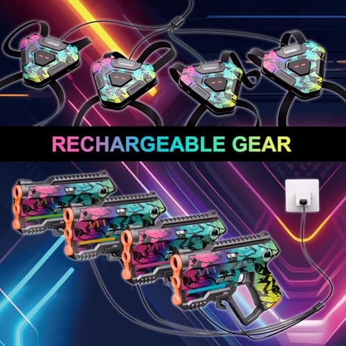 Rechargeable Laser Tag Set of 4, Lazer Tag Game for Kids Indoor & Outdoor Play, Gift Ideas for Kids Teens and Adults, Cool Toys for Teenage Ages 8 9 10 11 12+Year Old Boy & Girls - color: Camo - 4 Pack