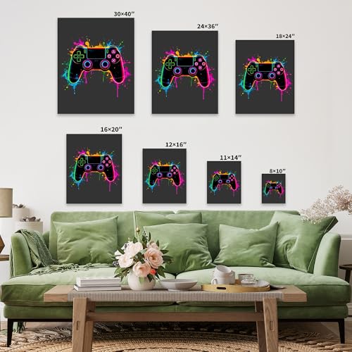 Poster Master 3-Piece Neon Gaming Canvas - Video Game Print - Geeky & Pop Art - Modern Consoles Design - Gamer Gift - Game Room or Teen Boy's Room Wall Decor - Available in 8x10 to 30x40 - color: Style-12
