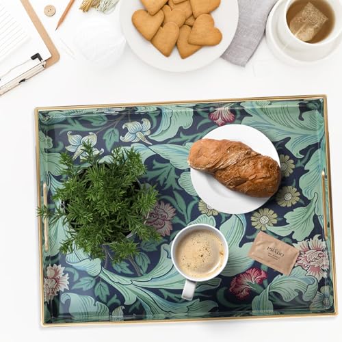 Spsyrine Serving Tray with Handles, Plastic Decorative Tray for Coffee Table, Living Room, Home Decor, Leicester - color: Multi F