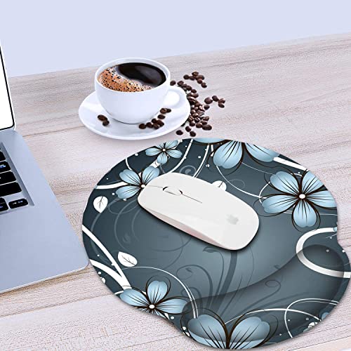 RICHEN Ergonomic Mouse Pad with Wrist Support,Non-Slip Rubber Base for Computer Laptop & Mac,Lightweight Rest for Home,Office & Travel (Blue Flowers) - color: Blue Flowers
