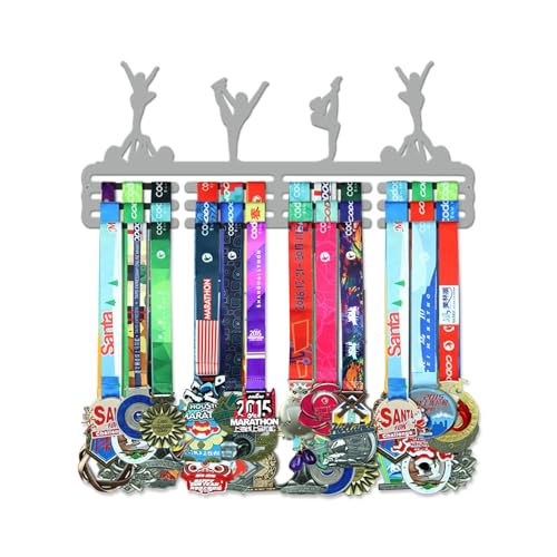 Resama Medal Hanger Holder Display Wall Rack Frame Shelf-Medal Hanger Awards Ribbon Soccer,Gymnastics,Holder Display Rack for 60 Medals - color: Gymnastic Silver