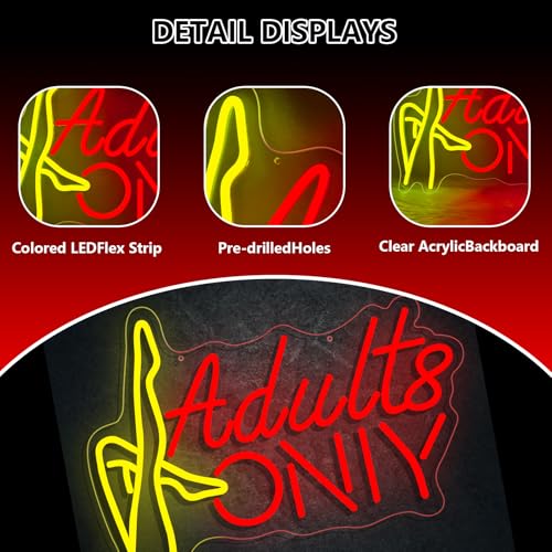 Adults Neon Sign, Lady Neon Light LED Neon Sign for Wall Decor, Funny Neon Signs USB Powered with Dimmer, Gift for Man Cave Bar Bedroom Hotel Party Club Art Decor - color: adults
