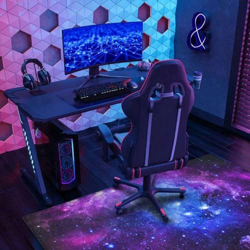 Gaming Chair Mat for Carpet Hardwood Tile Floor,36"x48" Gaming Rug for Gaming Room, Under Desk Non Slip Gamer Rug,Low-Pile Game Room Rug,Rubber Backing Large Gaming Chair Floor Mat,Galaxy Starry - color: Galaxy Starry