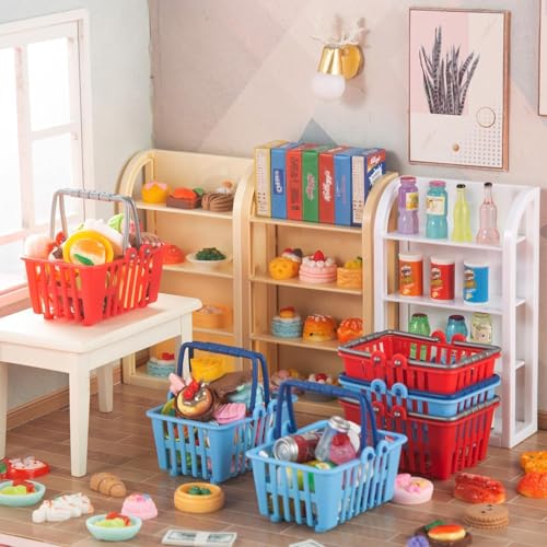 164pcs Miniature Supermarket Shelves Furniture Model 4 Layers Shelf Display Rack Doll House Accessory Storage Bookshelf Accessories Mini Locker Decor Food Drink Bottle Toy Cosplay Game Party - style: 164 Miniature Supermarket Shelves