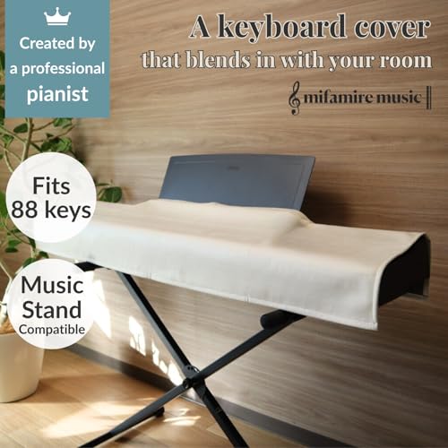 88 Keys Piano Keyboard Dust Cover PiuColor, Designed by Professional Pianist, Music Stand Compatible, Washable Digital Piano Cover, Blends with Your Room, Japan Design (Saxe Blue) - color: Saxe Blue
