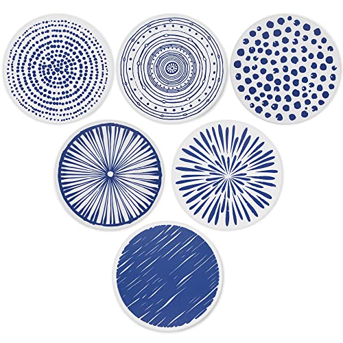 AD Set of 6 Coasters for Drinks Absorbing Round Ceramic Stone Coaster with Cork Base,Tabletop Protection Mat for Mugs and Cups,Office,Kitchen (Doris 2 with Holder) - color: Doris 2 With Holder