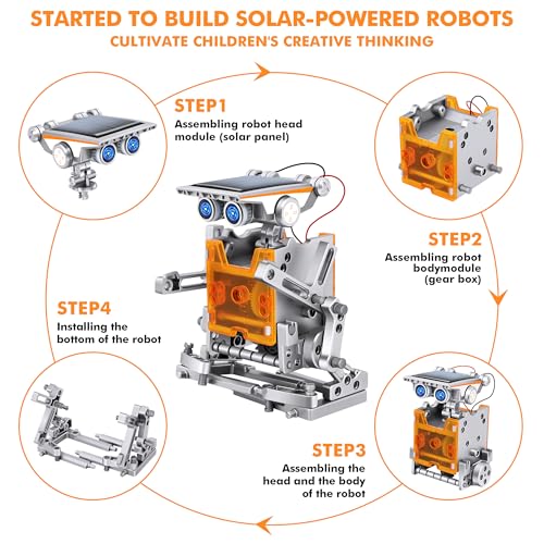 STEM 13-in-1 Education Solar Power Robots Toys for Boys Age 8+, Educational Toy DIY Science Kits for Kids, Building Experiment Robotics Set Birthday Gifts for 8+ Years Old Boys and Girls - color: Silver