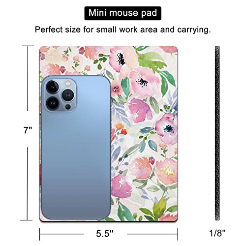 Small Mouse Pad Cute, Mini Mouse Pads for Wireless Mouse and Laptop, Travel Mousepad with Designs - Colorful Floral, Portable Mousepads - 5.5 x 7 in, Desk Decor for Women - color: Watercolor floral, size: 7L x 5.5W inches