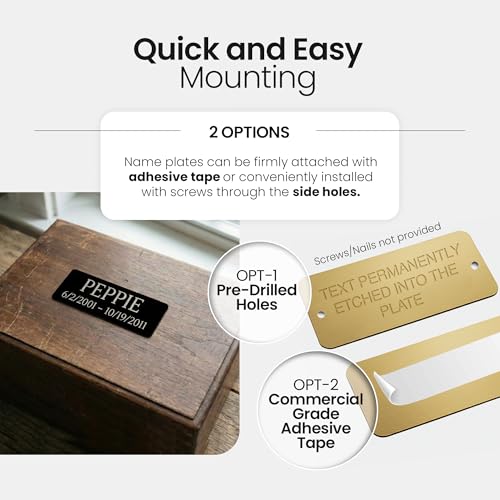 Custom Engraved Name Plates - 1"x3" & 1"x4" - Precision Diamond Drag Engraving Brass or Aluminum Plaque - Personalized Adhesive Plates for Fantasy Sports, Classroom, Trophy, etc.