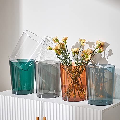 Anyoifax Small Trash Can Plastic Wastebasket 1.5 Gallon Round Garbage Container Bin for Bathroom, Bedroom, Kitchen, College Dorm, Office, Craft Room - Clear & Grey - color: Clear & Grey, size: 1.5 Gallon