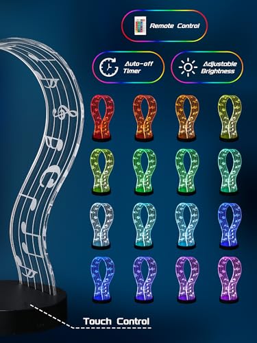 CoolGift Mart Light Up Headphone Stand with 16 Color Lights, Music Notes Pattern Acrylic Headset Stand with 1 USB and 1 Type-C Charging Ports, Gifts for Gamers Men and Music Lovers - color: Color-Music