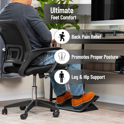 Mind Reader Foot Rest, Under Desk at Work, Ergonomic, Height Adjustable, Office, Plastic, Black - size: Plastic Foot Rest