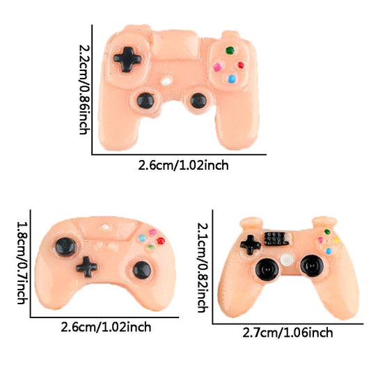 3PCS Resin Game Controller Charms Simulated Console Design DIY Craft Pieces Phone Case Decorations Crocs Charms Keychain Pendants, Orange - color: Orange