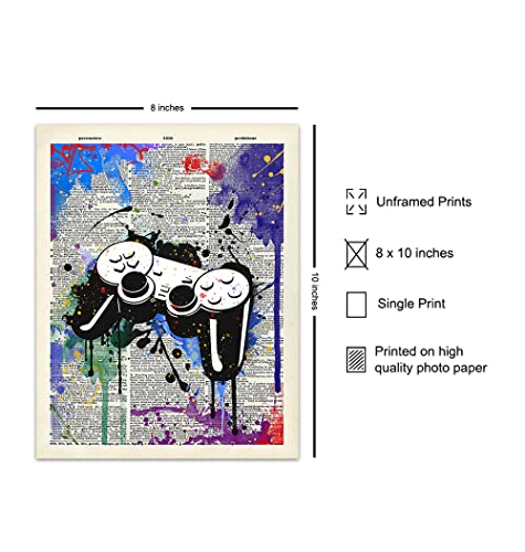Remote Control Wall Decor - Gaming Graffiti Art - Street Art Poster Print for Game Room, Dorm, Bar, Boys Room, Bedroom - Gift for Gamers, Xbox, PS4, Playstation, Video Game, Arcade Fans, Men, Teens - size: 8"L x 10"W