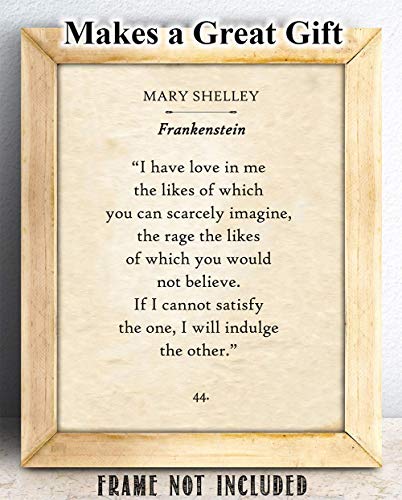 Mary Shelley I Have Love In Me Frankenstein Quote 11x14 Unframed Print – Classic Horror Literature Wall Art, Gothic Book Quote Poster for Readers, Writers, and Vintage Home Library Décor