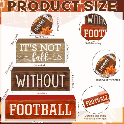Yuntau 4 Pcs Football Fall Table Decorations Football Tiered Tray Decor Rustic Autumn Wooden Blocks Sign It's Not Fall Without Centerpiece Decorative Faux Book Sign for Room Coffee Table Mantel Shelf - style: Football Fall