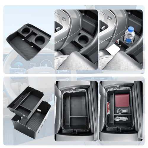 BIBIBO 3Packs for 2026 Hyundai Palisade Center Console Organizer 2026 Hyundai Palisade Calligraphy Console Armrest Tray & Lower Center Console Organizer 2026 Palisade Calligraphy Console Insert Tray - color: Black-(3Pack)