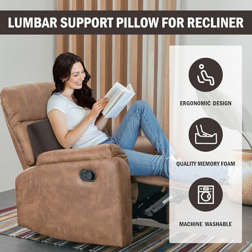 HOMBYS Lumbar Support Pillow for Recliner Chair, Memory Foam Back Support Cushion for Elderly,Extra Large Lumbar Support Pillow,Thick Backrest for Home Reading (Dark Coffee, 20“x13.5"x5") - color: Dark Coffee, size: 20“x13.5"x5"