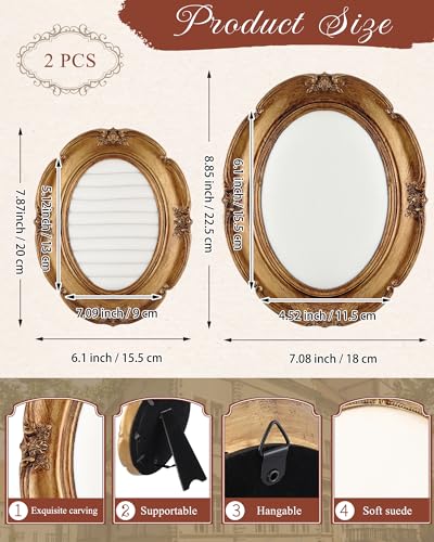 Wonderjune 2 Pcs Gold Jewelry Display Frame Vintage Jewelry Stand 10″, 7″ Resin Necklace Organizer Ring Holder Earring Tray for Photography Props Women Wedding Gifts(White,Large,Small,Classical) - color: White, size: Large,Small, style: Classical