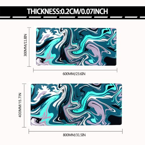 Rcege Large Mouse Pad for Desk - Gaming Mouse Pad with Stitched Edges, Anti-Slip Base for Keyboard and Mouse(Abstract Green, 23.6L x 11.8W inches) - color: Abstract Green, size: 23.6L x 11.8W inches