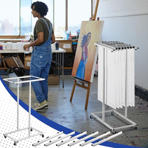 Kolldenn Mobile Blueprint Storage Rack Adjustable Holder with 6 Pcs Blueprint Clamps 4 Wheels Storage Organizer Stand for File Display Plan Office Home(24 Inch) - size: 24 Inch