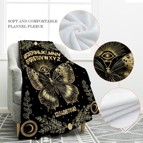 Jekeno Tarot Card Blanket Hippie Gifts for Women Men Boys Girls Dad Mom Husband Wife Boyfriend Friends Halloween Birthday Home Bedroom Living Room Decor Throw Blanket 60"x80" - color: Black Golden, size: 60"x80"