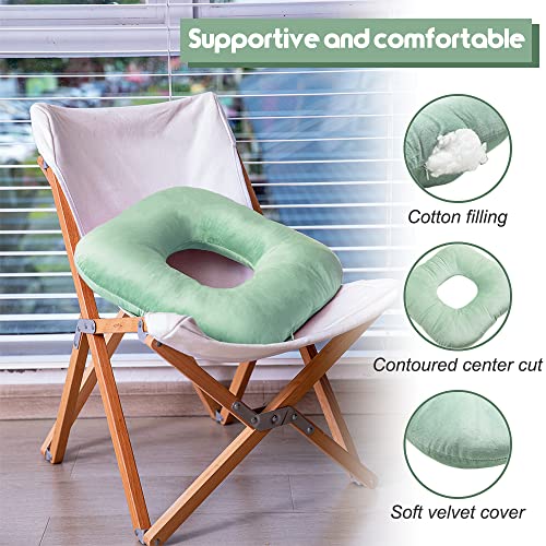 Stuffed Donut Pillow Seat Cushion | for Tailbone and Coccyx Pain, Hemorrhoids, Bed Sores, Pregnancy, Prostate, Surgery Recovery, Sitting Pressure Relief, for Home, Office and Car (Moss Green) - color: Moss Green
