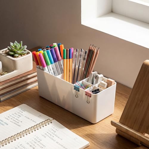Reallnaive 8 Pcs Desk Side Storage for Classroom Back to School Desk Side Organizer Gift No Drill Holder Clamp Plastic Desks Organizer for Table Chair to Hold Pen Phone Notebook for Office Classroom