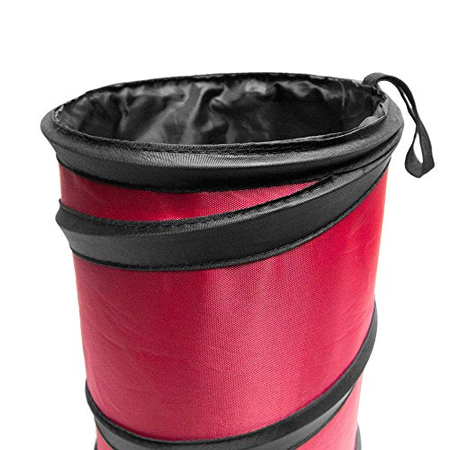 FH Group Automotive Waterproof Portable Collapsible Small Trash Can Garbage Container fits Most Cars,Waterproof,Polyethylene, SUVs, and Trucks Red - color: Red, style: Small