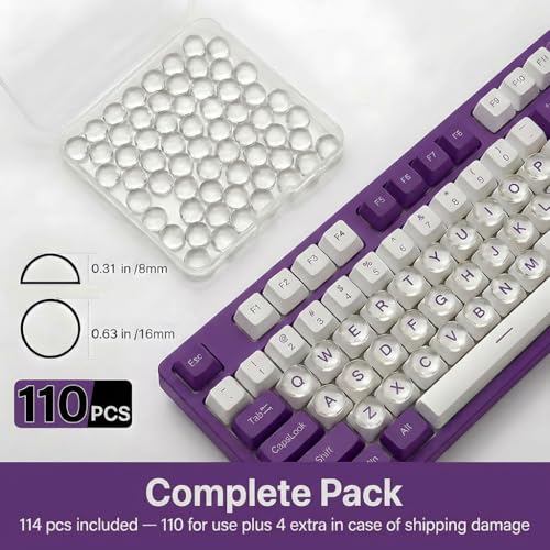 110pcs Keyboard Stickers for Long Nails, Clear Raised Glass Key Covers, No-Residue, Easy to Apply, Reusable, for Desktop Keyboards, External Keyboards, Calculators - color: Dome 8mm High, size: 110 Pcs