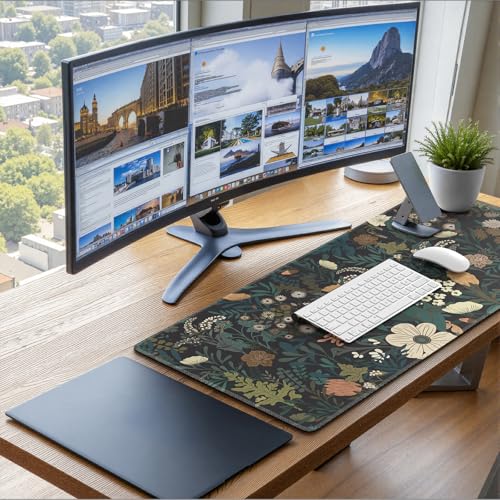 iCasso Desk Mat, XXL Large Mouse Pad for Desktop, Cute Pad With Stitched Edges, Anti-Slip Big Mousepad, Keyboard Mat for Computer, Work, Gaming (Weeds) - color: Weeds