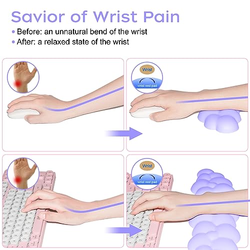 JIKIOU Upgrade Leather Cloud Keyboard Wrist Rest, Cloud Wrist Rest with Non-Slip PU Base, Comfortable Memory Foam Wrist Rest for Computer Laptop Mac Gaming Office and Pain Relief Christmas Wish Gift - color: 04purple