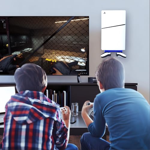 PS5 Wall Mount with RGB Lighting,Universal Stand for All PS5 Models (Pro/Slim/Disc/Digital),Sturdy Metal & ABS Wall Bracket Space-Saving Gift for Gamers,living Room,Bedroom,Esports Room
