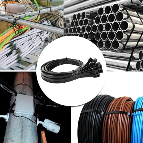 11 Inch Long Zip Ties (100 Pieces) Heavy Duty UV Resistant 200lbs Cable Tie Wraps Black Industrial Zip Ties Thick Nylon Wire Ties Large Plastic Zipties for Cable Management, Outdoor Use